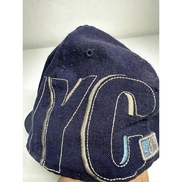 New York Yankees Hat Cap New Era Size 7 1/2 Fitted 59Fifty Wool Y2K Blue - Picture 5 of 13